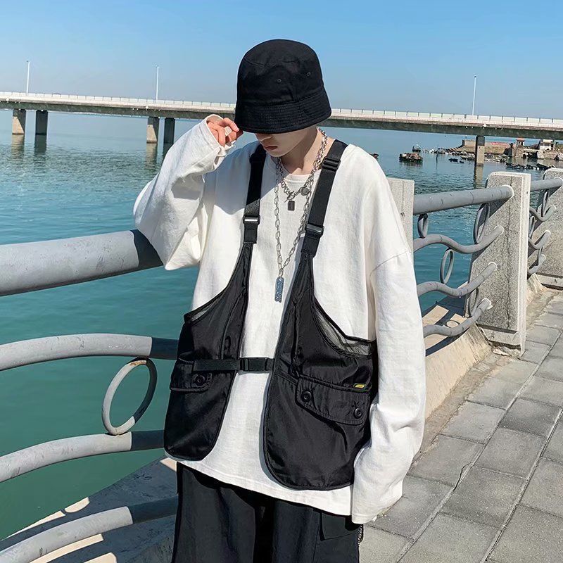 Retro Trendy Brand Military Functional Sleeveless Vest Vest Men'S And Women'S Japanese Multi-Pocket Workwear Reporter Director Jacket Male - Image 1